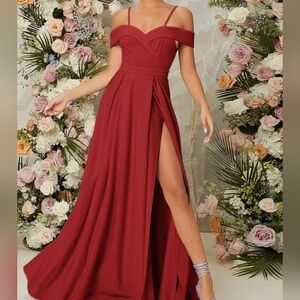 Shein Belle Red Off-Shoulder Maxi Dress Size Large